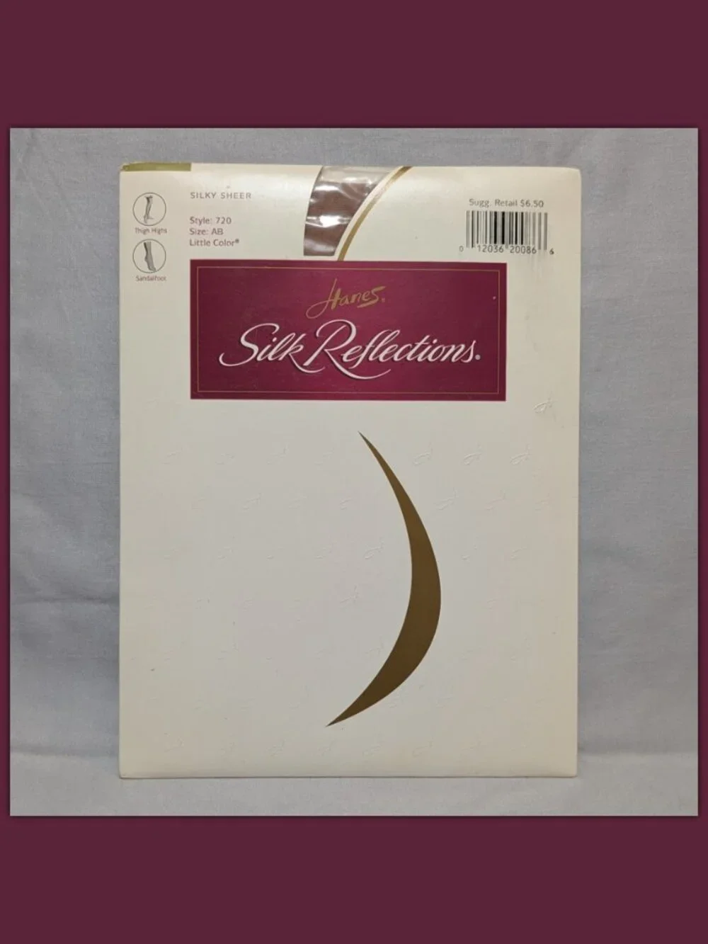 2x Hanes Silk Reflections Thigh Highs, Sandlefoot, Size AB - Jet & Little Color